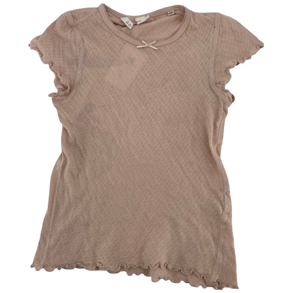 DOEN Women Top Pointelle Knit Cap Sleeve Pink Cotton Small